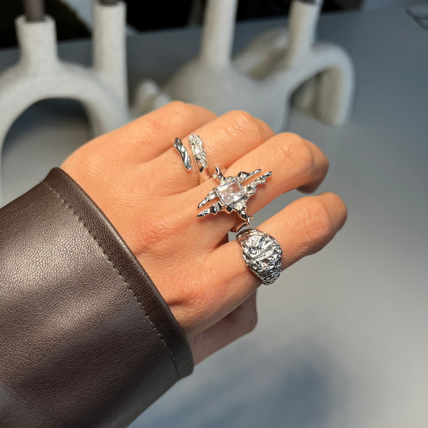 CLEAR LAVA STATEMENT RING | 925 Sterling Silber