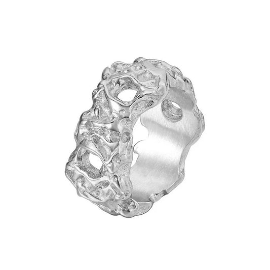 SILBER ABSTRACT LAVA RING