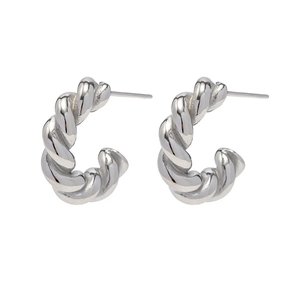 SILBER TWIST MINI HOOPS