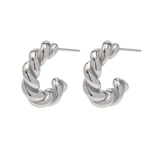 SILBER TWIST MINI HOOPS