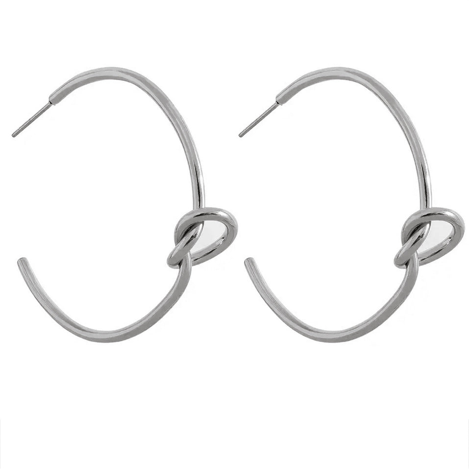 SILBER SLIM KNOT HOOPS