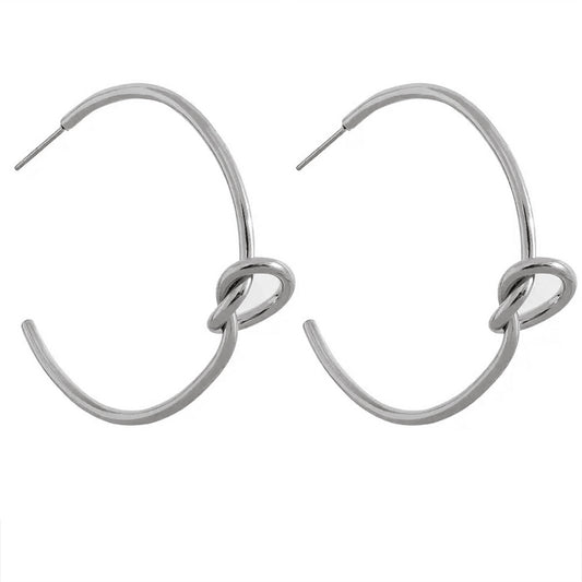 SILBER SLIM KNOT HOOPS
