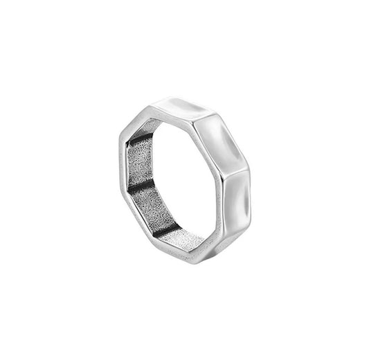 SILBER OCTAGON BAND RING
