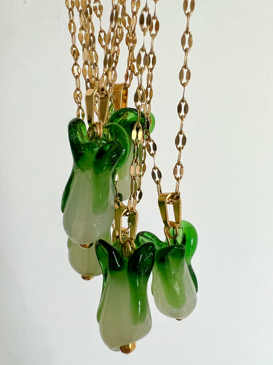 BOK CHOY LAMPWORK HALSKETTE