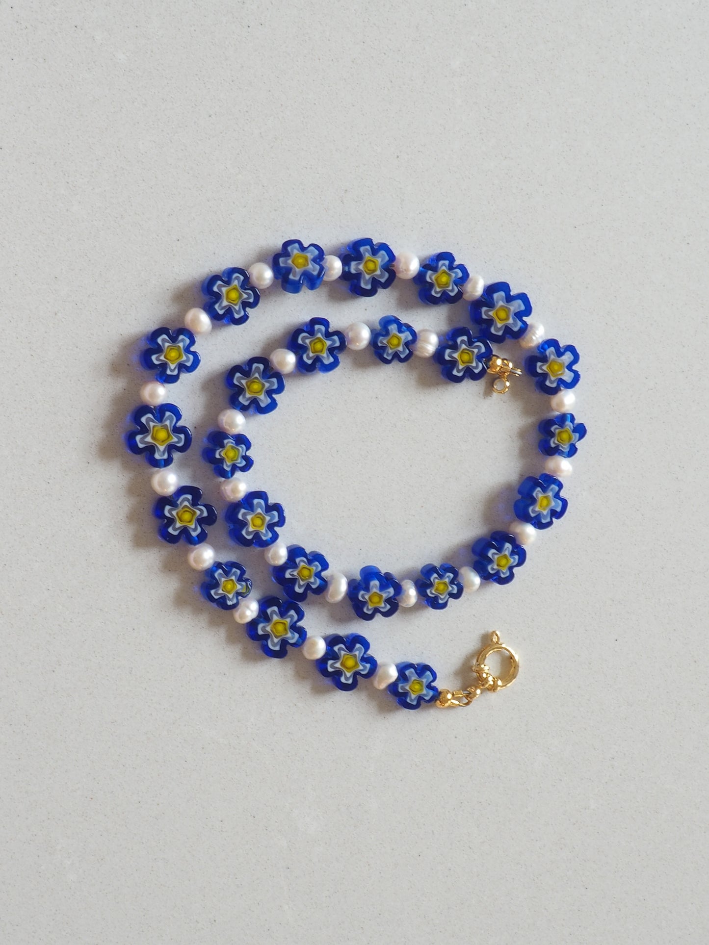 NAVY LAMPWORK PEARL NECKLACE