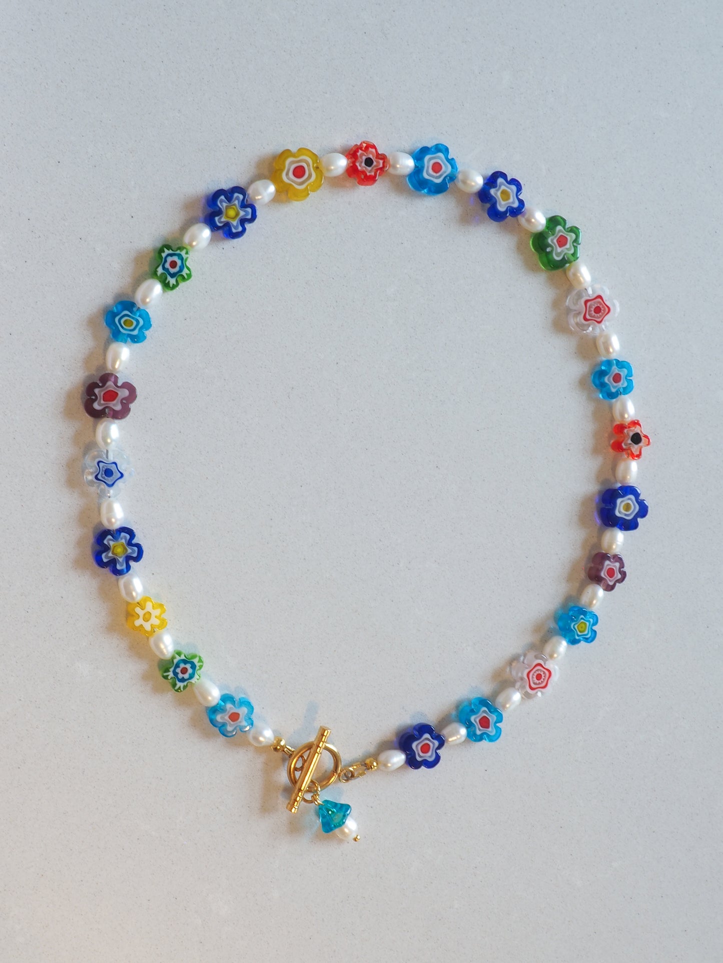 FLORAL LAMPWORK PEARL NECKLACE